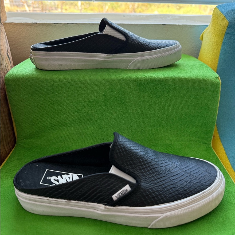 Vans Textured Black Slip-On Mules
